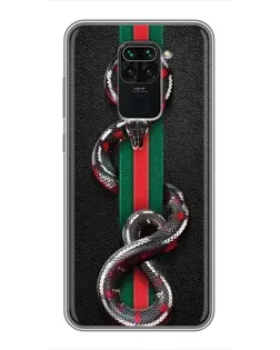 Чехол для Xiaomi Redmi Note 9 с картинкой «Gucci — змея на полосе» Чехол для Xiaomi Redmi Note 9 с картинкой «Gucci — змея на полосе»