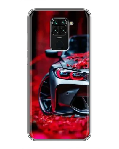 Чохол для Xiaomi Redmi Note 9 з картинкою «Спортивна BMW та квіти»