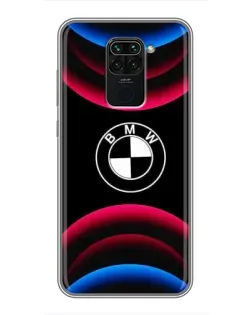 Чохол для Xiaomi Redmi Note 9 з картинкою «Логотип BMW та неонові дуги»