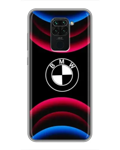 Чохол для Xiaomi Redmi Note 9 з картинкою «Логотип BMW та неонові дуги»
