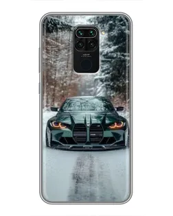 Чохол для Xiaomi Redmi Note 9 з картинкою «BMW у зимовому лісі»
