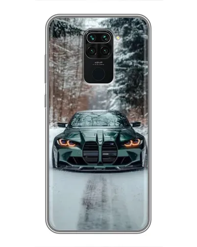 Чохол для Xiaomi Redmi Note 9 з картинкою «BMW у зимовому лісі»