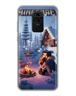 Чохол для Xiaomi Redmi Note 9 з картинкою «Зимовий Minecraft»