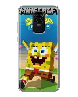 Чохол для Xiaomi Redmi Note 9 з картинкою «Губка Боб Minecraft»