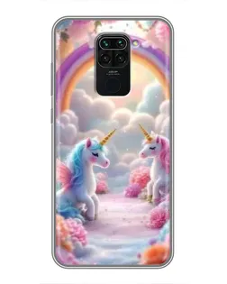 Чехол для Xiaomi Redmi Note 9 с картинкой «Радуга и единороги» Чехол для Xiaomi Redmi Note 9 с картинкой «Радуга и единороги»