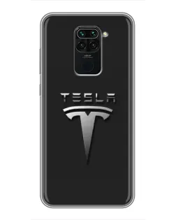 Чохол для Xiaomi Redmi Note 9 з картинкою «Сталевий логотип Tesla»