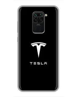 Чохол для Xiaomi Redmi Note 9 з картинкою «Tesla White Logo»
