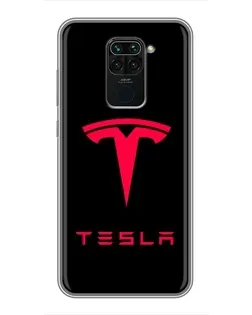 Чохол для Xiaomi Redmi Note 9 з картинкою «Tesla Red Logo»