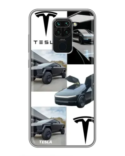 Чохол для Xiaomi Redmi Note 9 з картинкою «Колаж Cybertruck Tesla»