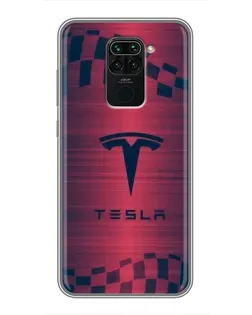 Чохол для Xiaomi Redmi Note 9 з картинкою «Тесла червоний карбон»