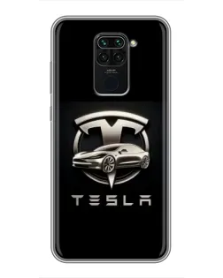 Чохол для Xiaomi Redmi Note 9 з картинкою «Tesla — срібне авто»