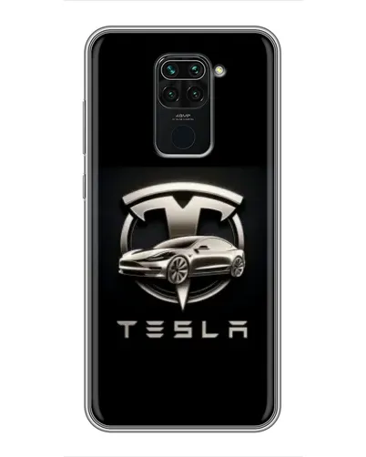 Чохол для Xiaomi Redmi Note 9 з картинкою «Tesla — срібне авто»