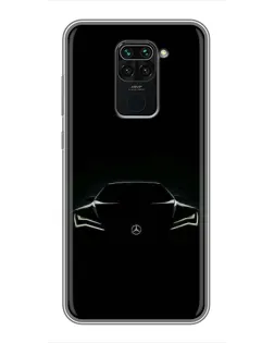 Чехол для Xiaomi Redmi Note 9 с картинкой «Mercedes — силуэт авто» Чехол для Xiaomi Redmi Note 9 с картинкой «Mercedes — силуэт авто»