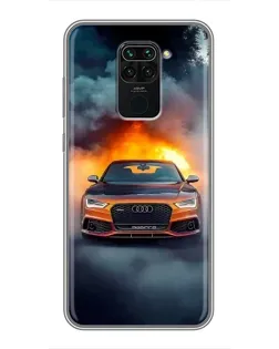Чохол для Xiaomi Redmi Note 9 з картинкою «Audi у вогняному диму»