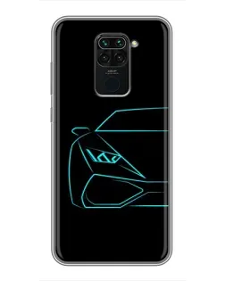 Чохол для Xiaomi Redmi Note 9 з картинкою «Блакитний силует Lamborghini»