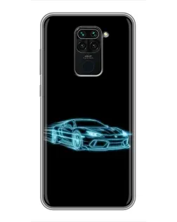 Чохол для Xiaomi Redmi Note 9 з картинкою «Неоновий контур Lamborghini»