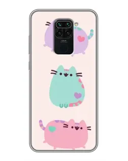 Чехол для Xiaomi Redmi Note 9 с картинкой «Pusheen трио» Чехол для Xiaomi Redmi Note 9 с картинкой «Pusheen трио»