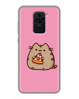 Чехол для Xiaomi Redmi Note 9 с картинкой «Пушин с пиццей»