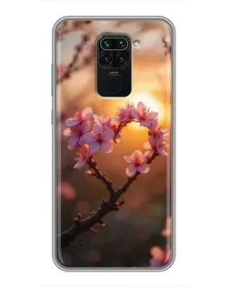Чехол для Xiaomi Redmi Note 9 с картинкой «Розовый цвет сердце на фоне заката» Чехол для Xiaomi Redmi Note 9 с картинкой «Розовый цвет сердце на фоне заката»