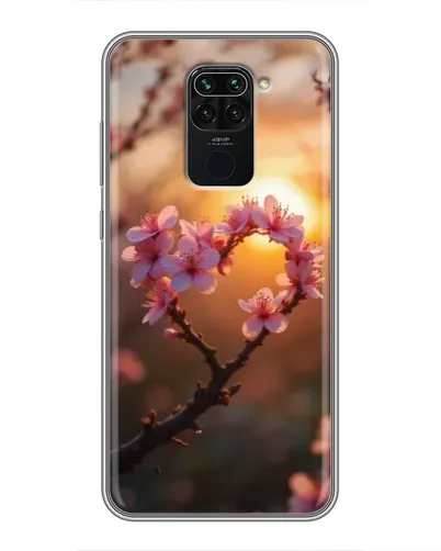 Чехол для Xiaomi Redmi Note 9 с картинкой «Розовый цвет сердце на фоне заката» Чехол для Xiaomi Redmi Note 9 с картинкой «Розовый цвет сердце на фоне заката»