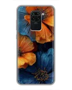 Чехол для Xiaomi Redmi Note 9 с картинкой «Яркая сине-оранжевая флора» Чехол для Xiaomi Redmi Note 9 с картинкой «Яркая сине-оранжевая флора»