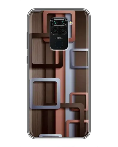 Чехол для Xiaomi Redmi Note 9 с картинкой «Коричневые объемные квадраты»