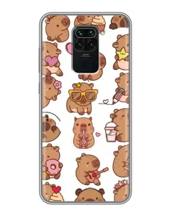 Чехол для Xiaomi Redmi Note 9 с картинкой «Стикерпак с капибарами» Чехол для Xiaomi Redmi Note 9 с картинкой «Стикерпак с капибарами»
