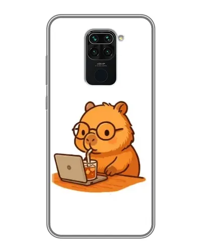 Чехол для Xiaomi Redmi Note 9 с картинкой «Капибара с ноутбуком»