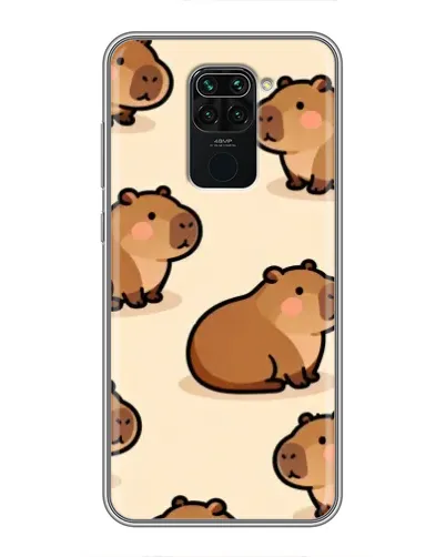 Чехол для Xiaomi Redmi Note 9 с картинкой «Паттерн милых капибар»