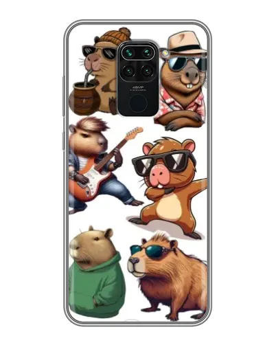 Чехол для Xiaomi Redmi Note 9 с картинкой «Крутые капибары музыканты»