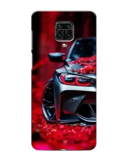 Чохол для Xiaomi Redmi Note 9S з картинкою «Спортивна BMW та квіти»