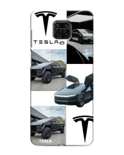 Чохол для Xiaomi Redmi Note 9S з картинкою «Колаж Cybertruck Tesla»