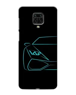 Чехол для Xiaomi Redmi Note 9S с картинкой «Голубой силуэт Lamborghini»