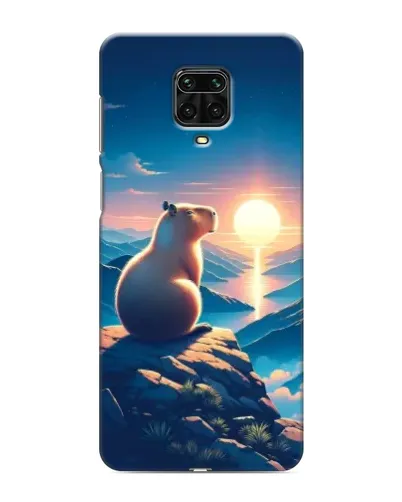 Чехол для Xiaomi Redmi Note 9S с картинкой «Закат солнца с капибарой»