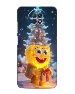 Чехол для Xiaomi Redmi Note 9T с картинкой «Рождественский Спанч Боб»