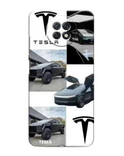 Чохол для Xiaomi Redmi Note 9T з картинкою «Колаж Cybertruck Tesla»
