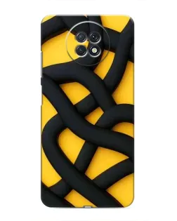 Чехол для Xiaomi Redmi Note 9T с картинкой «Черное желтое переплетение»