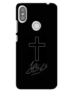 Чехол для Xiaomi Redmi S2 с картинкой «Графический крест Jesus»
