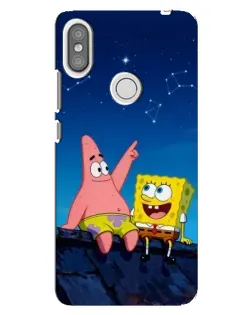 Чехол для Xiaomi Redmi S2 с картинкой «Губка Боб и Патрик ночью»