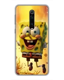Чехол для Xiaomi Mi 9T с картинкой «Губка Боб прыгает»