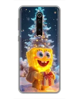 Чехол для Xiaomi Mi 9T с картинкой «Рождественский Спанч Боб»