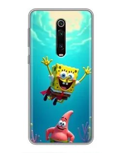 Чехол для Xiaomi Mi 9T с картинкой «Спанч Боб под водой»