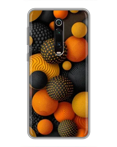 Чехол для Xiaomi Mi 9T с картинкой «Объемные оранжевые сферы»