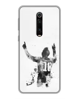 Чехол для Xiaomi Mi 9T с картинкой «Черно-белый силуэт Месси»