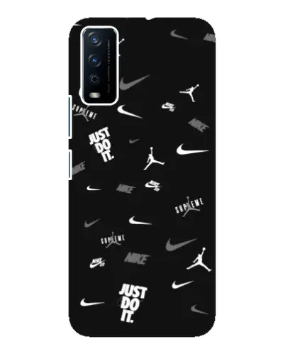 Чохол для Vivo Y12s з картинкою «Nike Black Pattern»