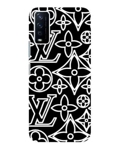Чохол для Vivo Y12s з картинкою «Чорно-білий візерунок LV»