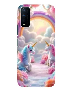 Чохол для Vivo Y12s з картинкою «Веселка і єдинороги»