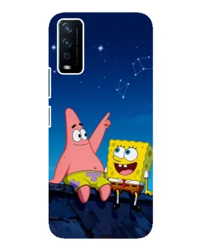 Чохол для Vivo Y12s з картинкою «Губка Боб та Патрік вночі»