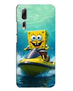 Чохол для ZTE Axon 10 Pro з картинкою «Спанч Боб на гідроциклі»