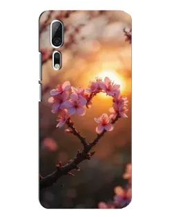 Чехол для ZTE Axon 10 Pro с картинкой «Розовый цвет сердце на фоне заката»